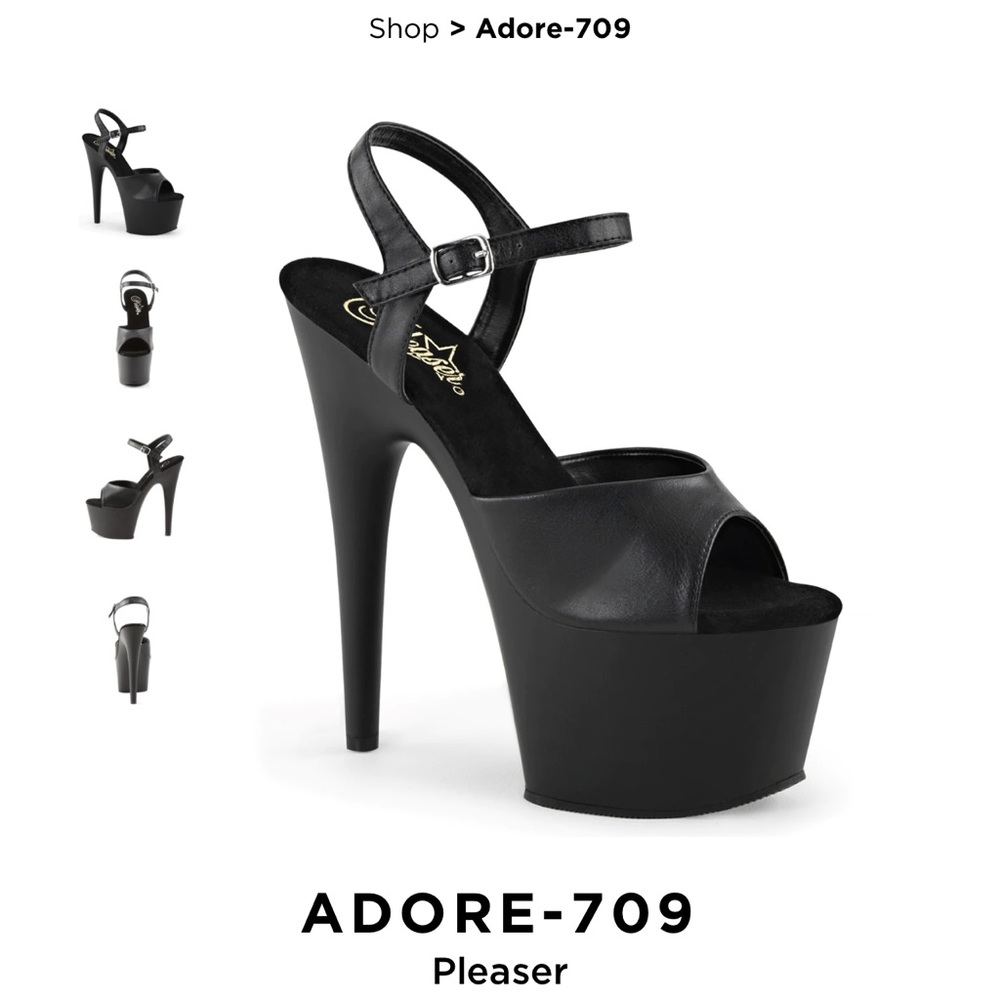Black size 7.  7” platform heals pleaser brand. Only used for photos. Like new.